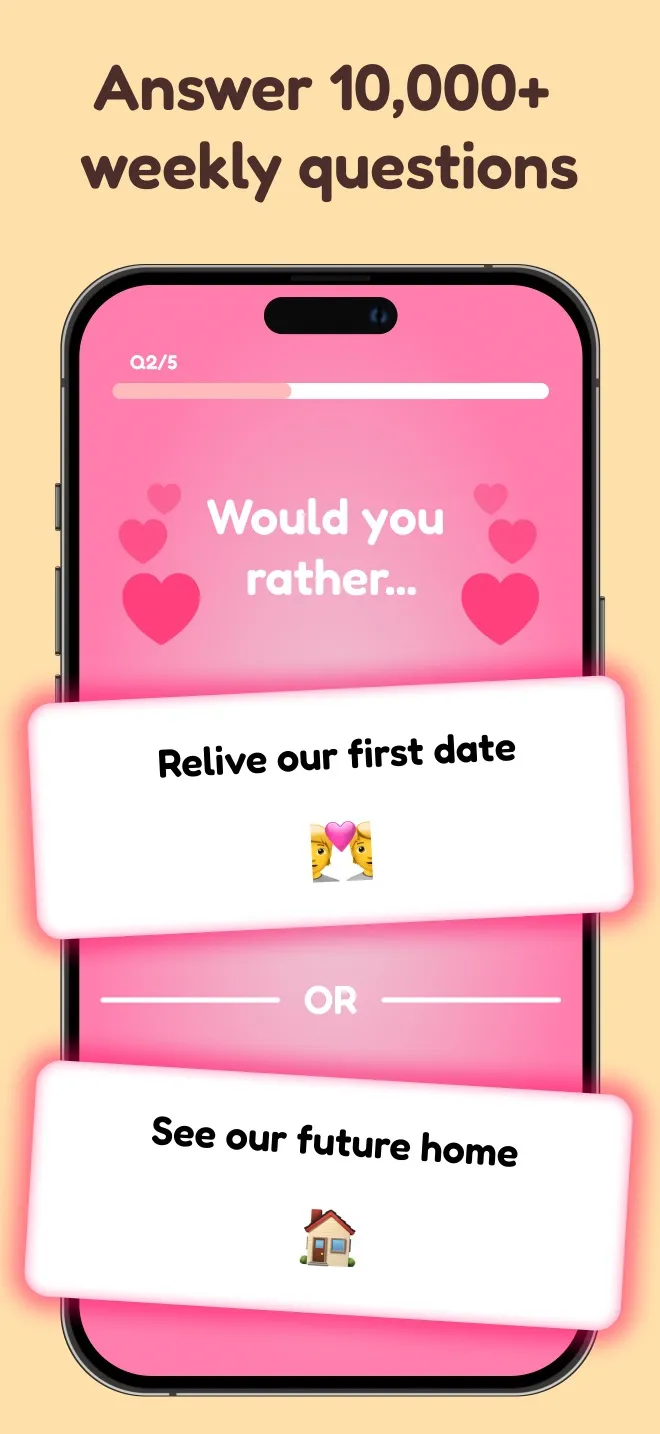 Couples quiz with Would You Rather questions and weekly conversation prompts