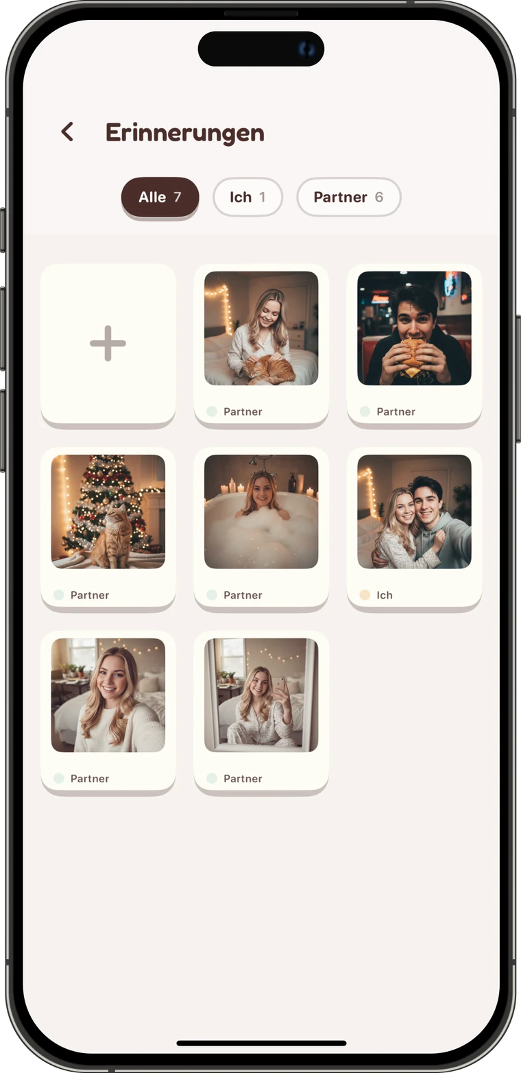 Privater Erinnerungstresor für Paare: gemeinsame Fotos und Videos hinter einem Code