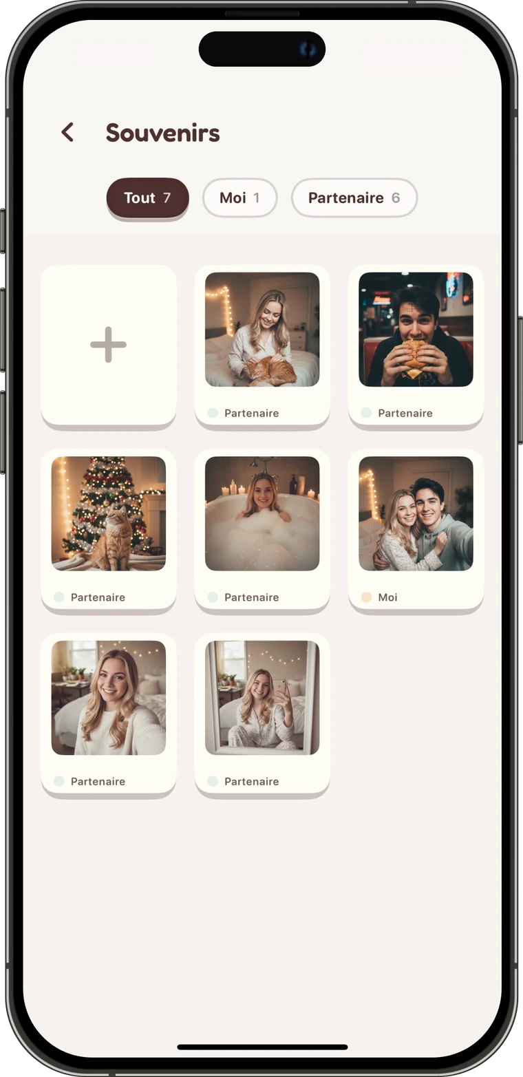 Coffre-fort à souvenirs privé pour couples : photos et vidéos partagées protégées par un code